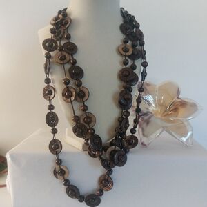 Bohemian Wooden Bead Necklace Coconut Shell